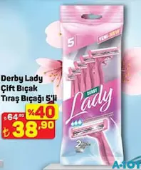DERBY LADY ÇİFT BIÇAK TIRAŞ BIÇAĞI 5'Lİ fiyat ve kampanya bilgisi